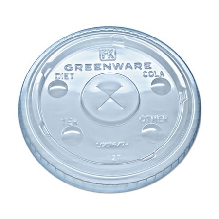 Greenware Cold Drink Lids, Fits 16-18, 24 Oz Cups, X-Slot, Clear, 1000PK